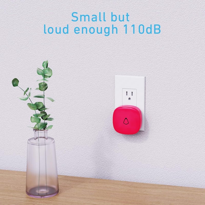 SECRUI Wireless Doorbells for Home, Classrooms, Apartments, Businesses, etc. Easy to Use, Adjustable Volume, 58 Chimes, Colorful LED, Waterproof, 1000Ft Range, M520+F55, Rose Red - Image 5